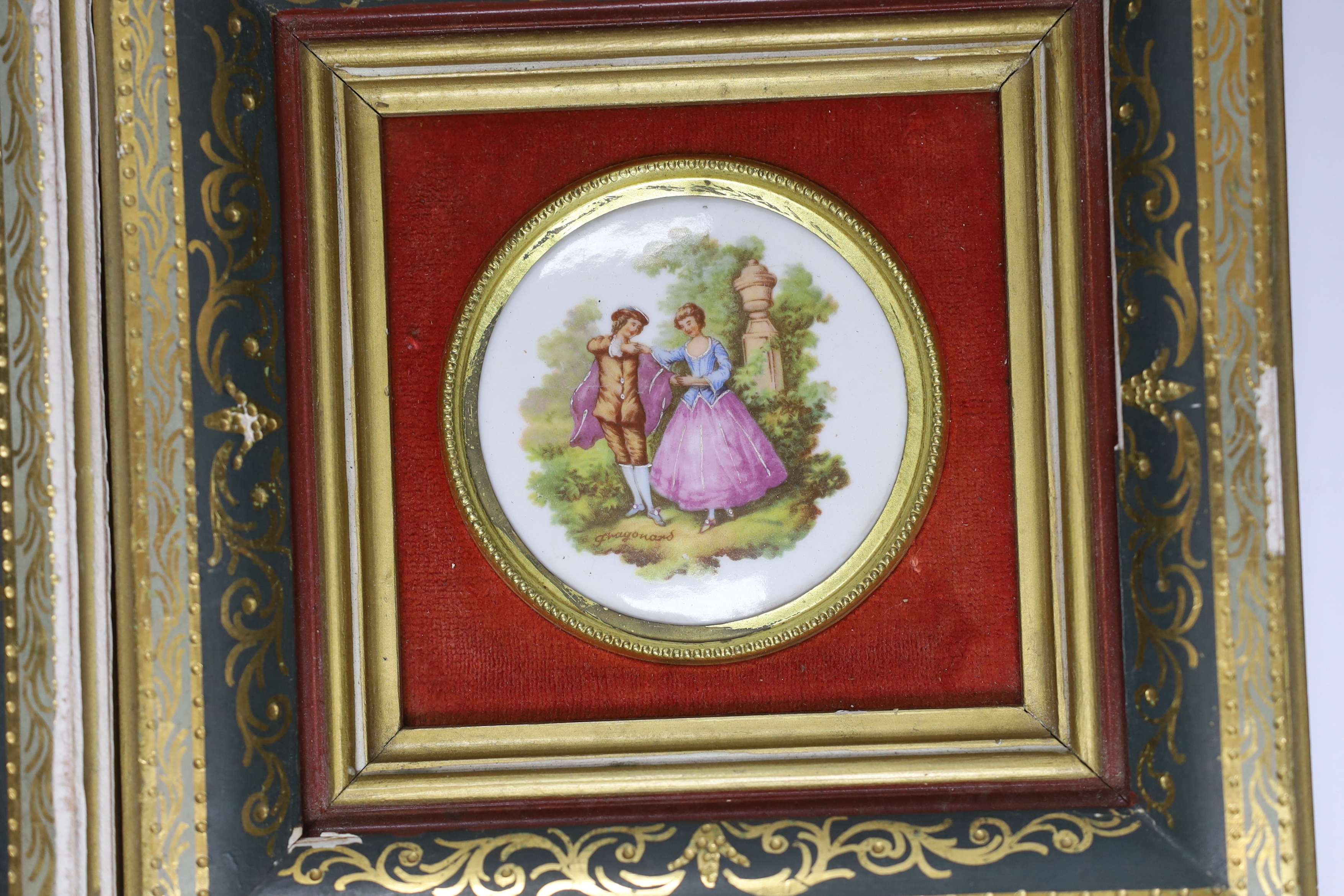 Three framed Limoges porcelain plaques